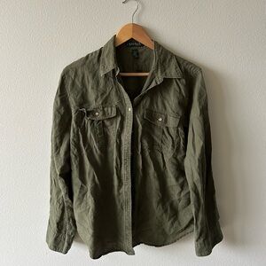 Women's Ralph Lauren Olive 100%  Linen Shirt